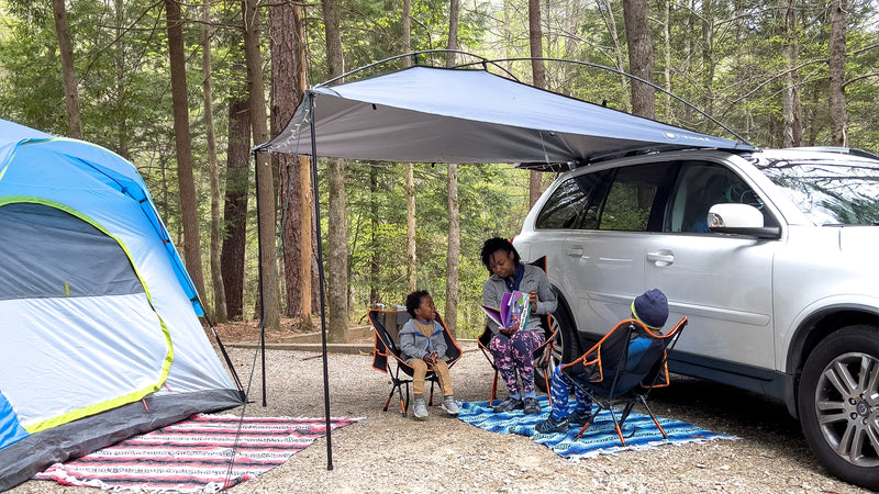 Camping Outside Car with Kids