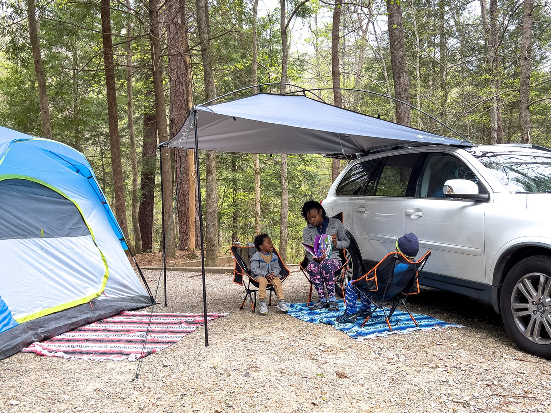 Camping Outside Car with Kids